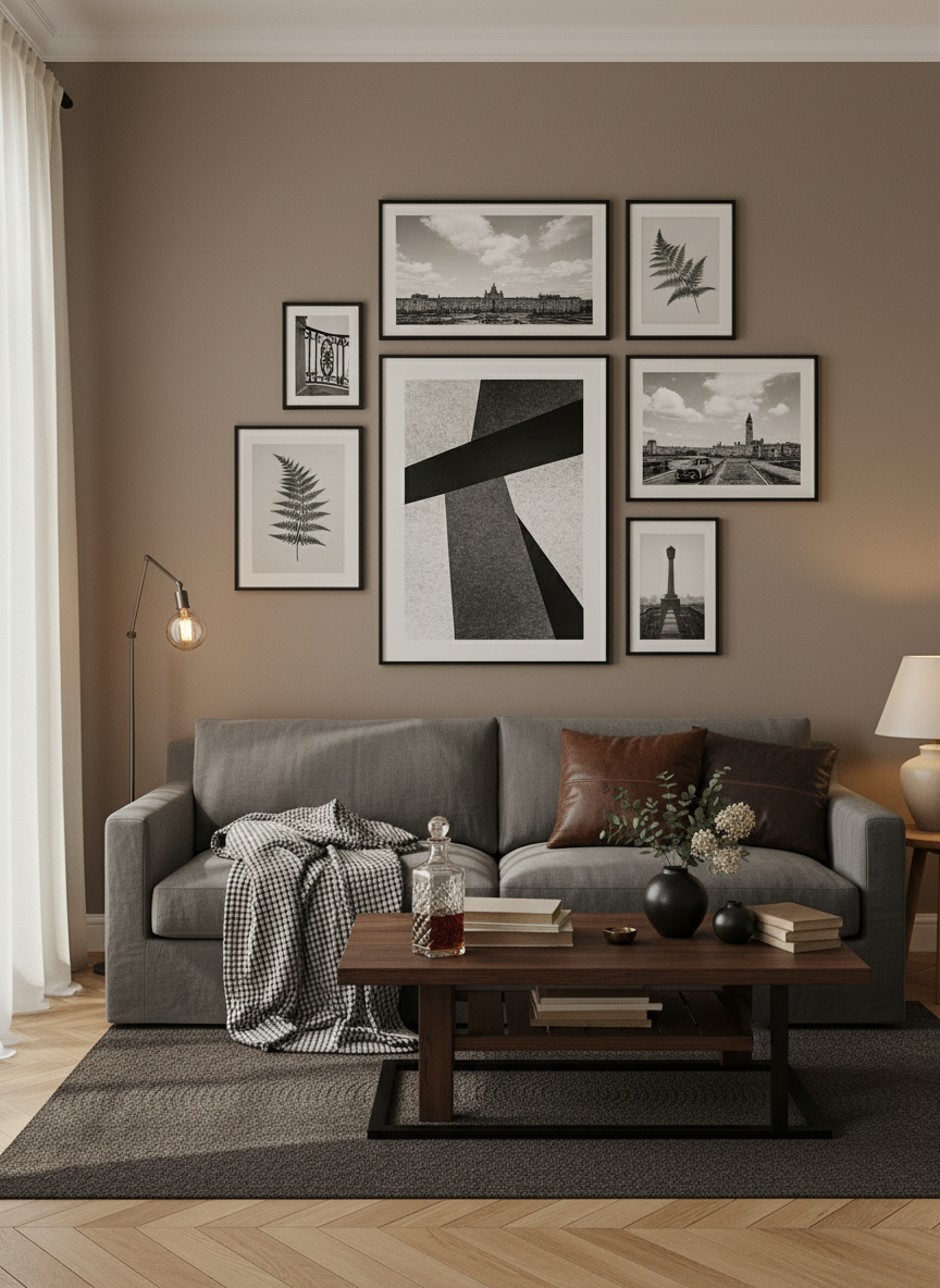 Grey, Black & White Poster