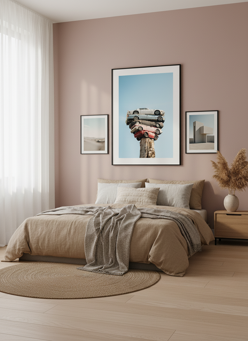 Stapel auto's poster