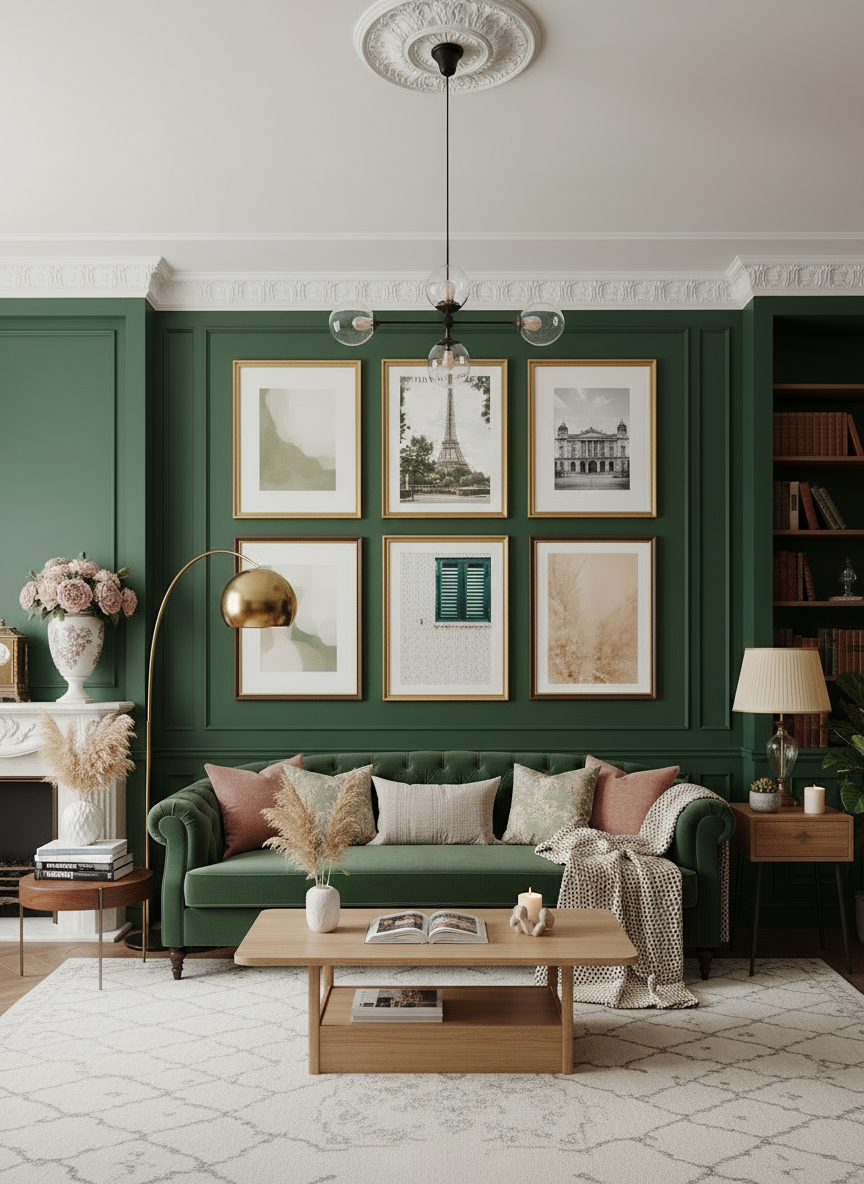 Old Money Living Room with Soft Collection Posters